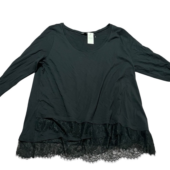 NWT Lane Bryant Black Long Sleeve Top Lace Trim Ruffles Business Plus Size 18/20 - Picture 1 of 7